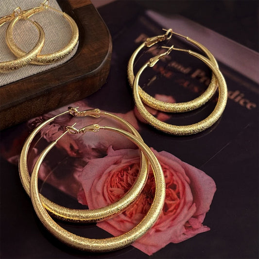 Retro High-end Earrings Frosted Texture Large Earrings Luxury Design Earrings