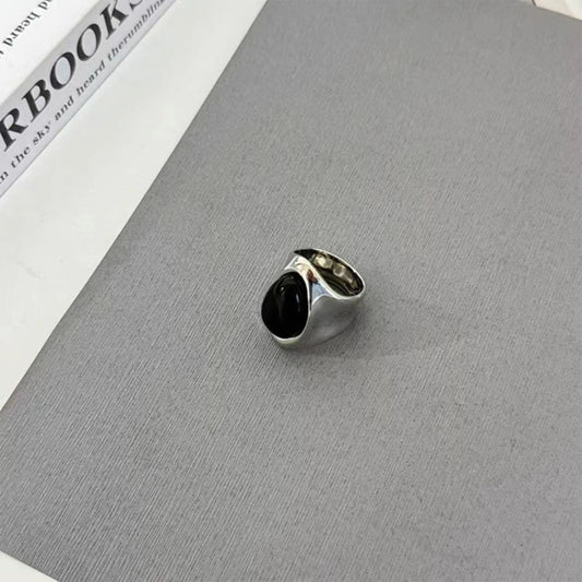 Obsidian Multi-size Ring, High-end Ring, Stylish and Cool Women's Jewelry