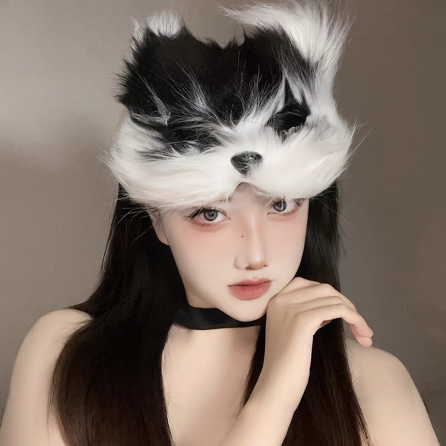 New Fox Animal Mask Female Dance Cos Cat Face Mask Party Dress Up Half Face