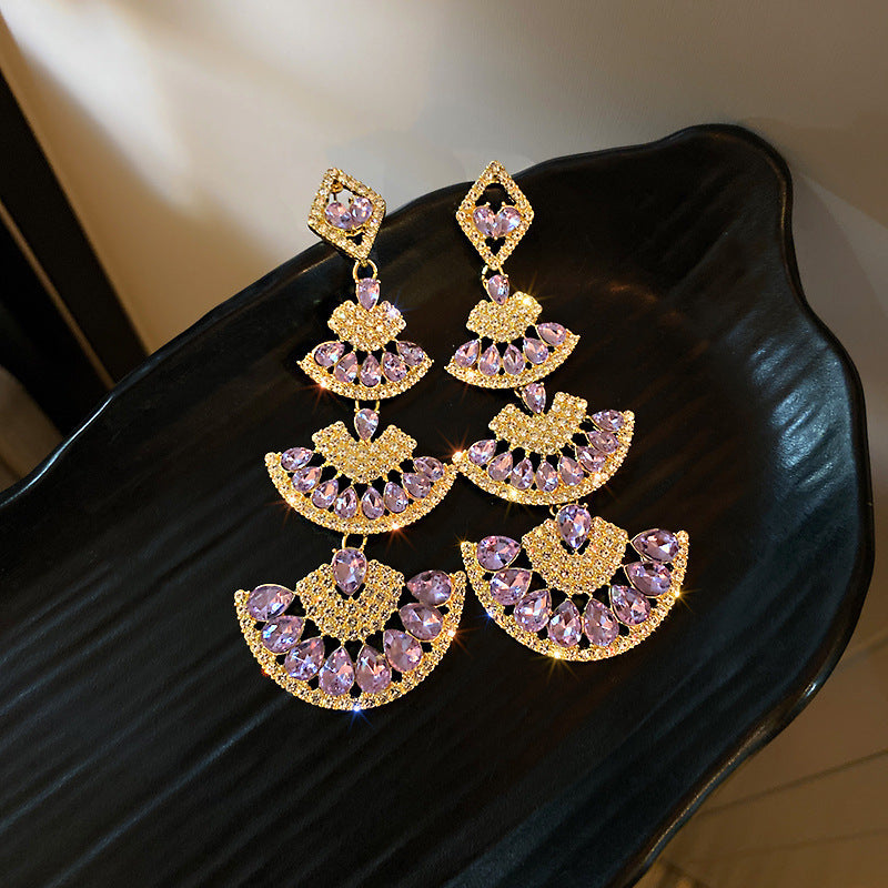 Elegant Women's Fan Earrings Fashion Luxury Jewelry