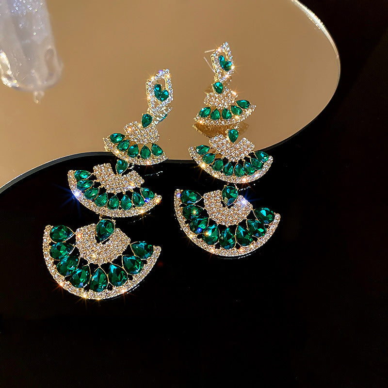 Elegant Women's Fan Earrings Fashion Luxury Jewelry