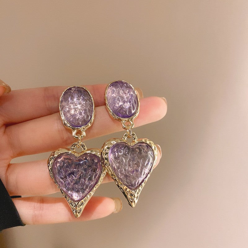 Oval Heart Earrings Fashionable Personality Jewelry Accessories High-end Ladies Earrings