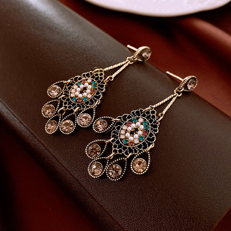 Gold Hollow Flower Earrings Classic Jewelry Accessories Retro Women Earrings