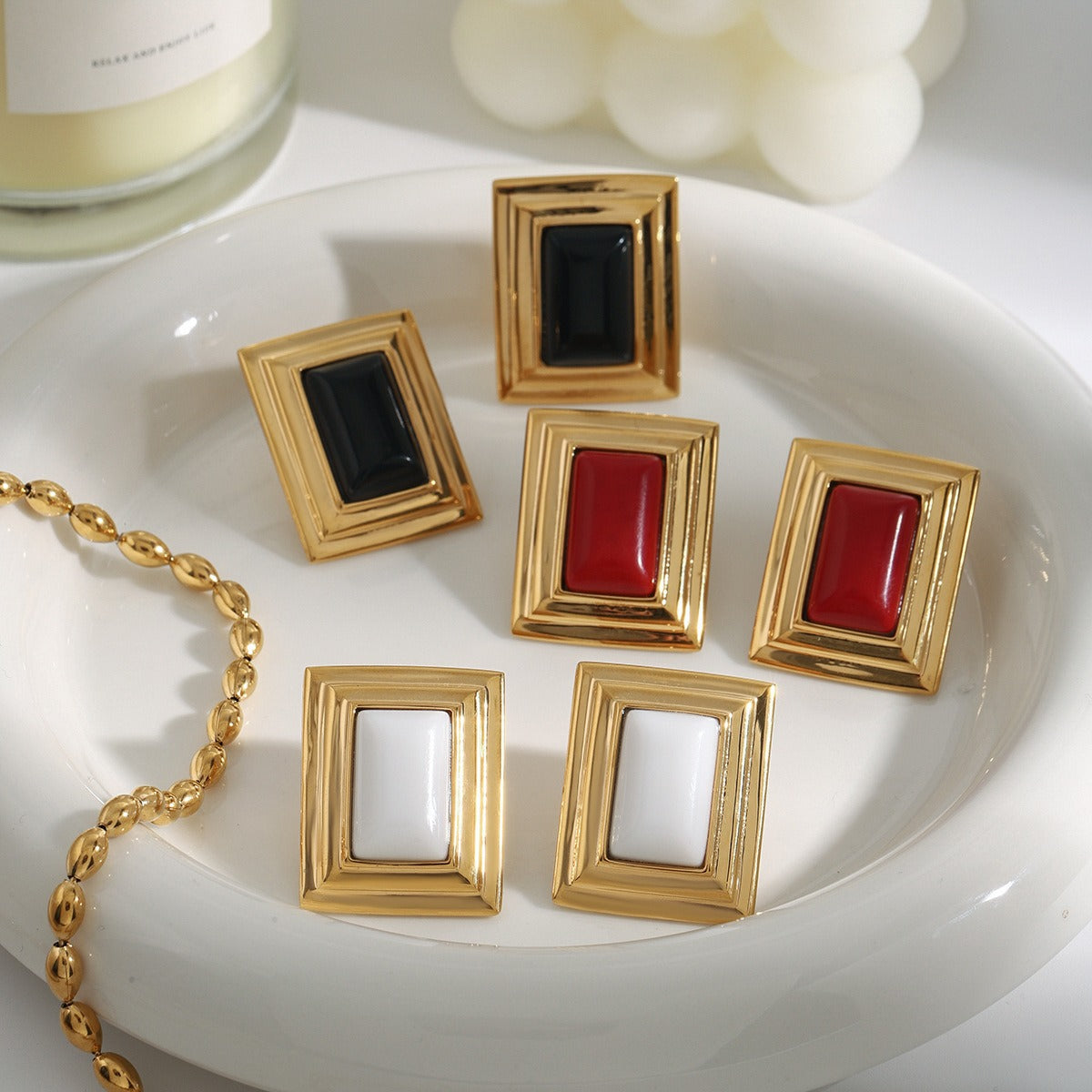 Fashionable and Simple Square Earrings, Geometric High-end Jewelry Accessories, Luxury Female High-end Earrings