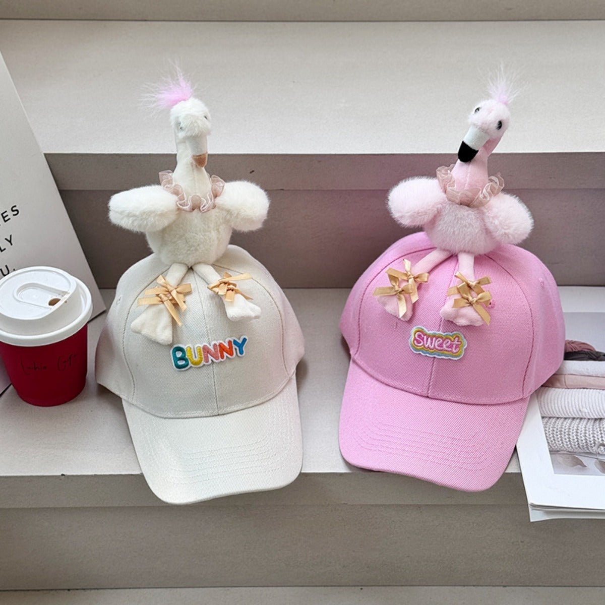 3D Doll Sun Protection Sunshade Cap Canvas Boys and Girls Hat Flamingo Parent-child Baseball Cap