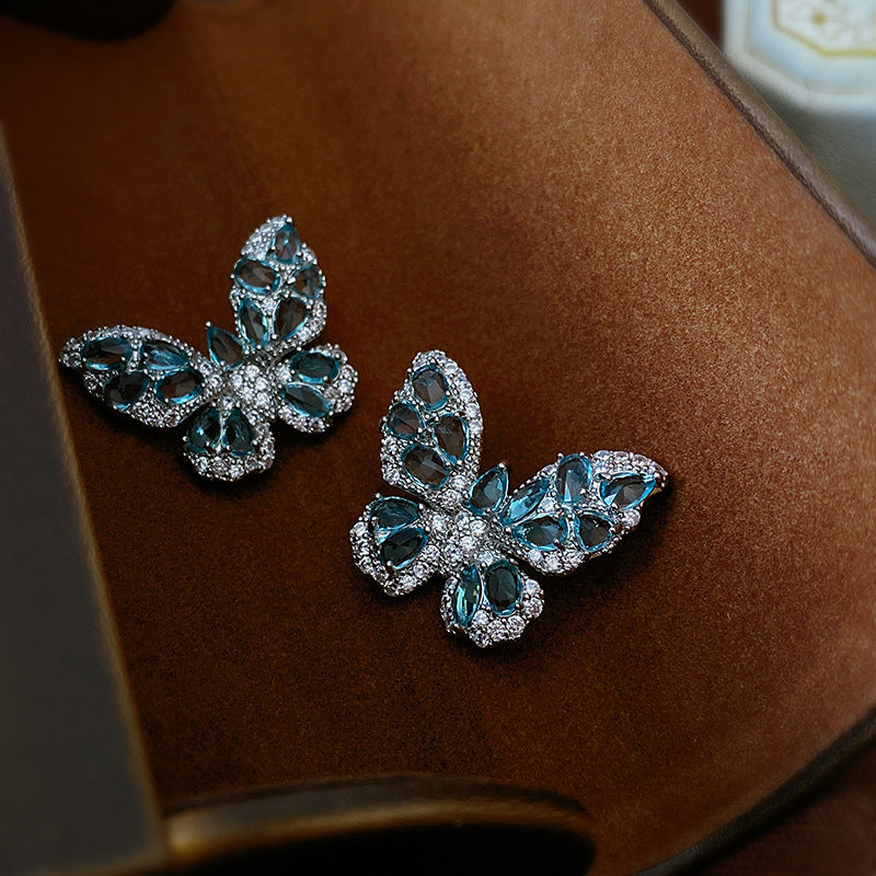 Blue Butterfly Earrings High-end Party Women's Jewelry Accessories Earrings Fashion Luxury Earrings