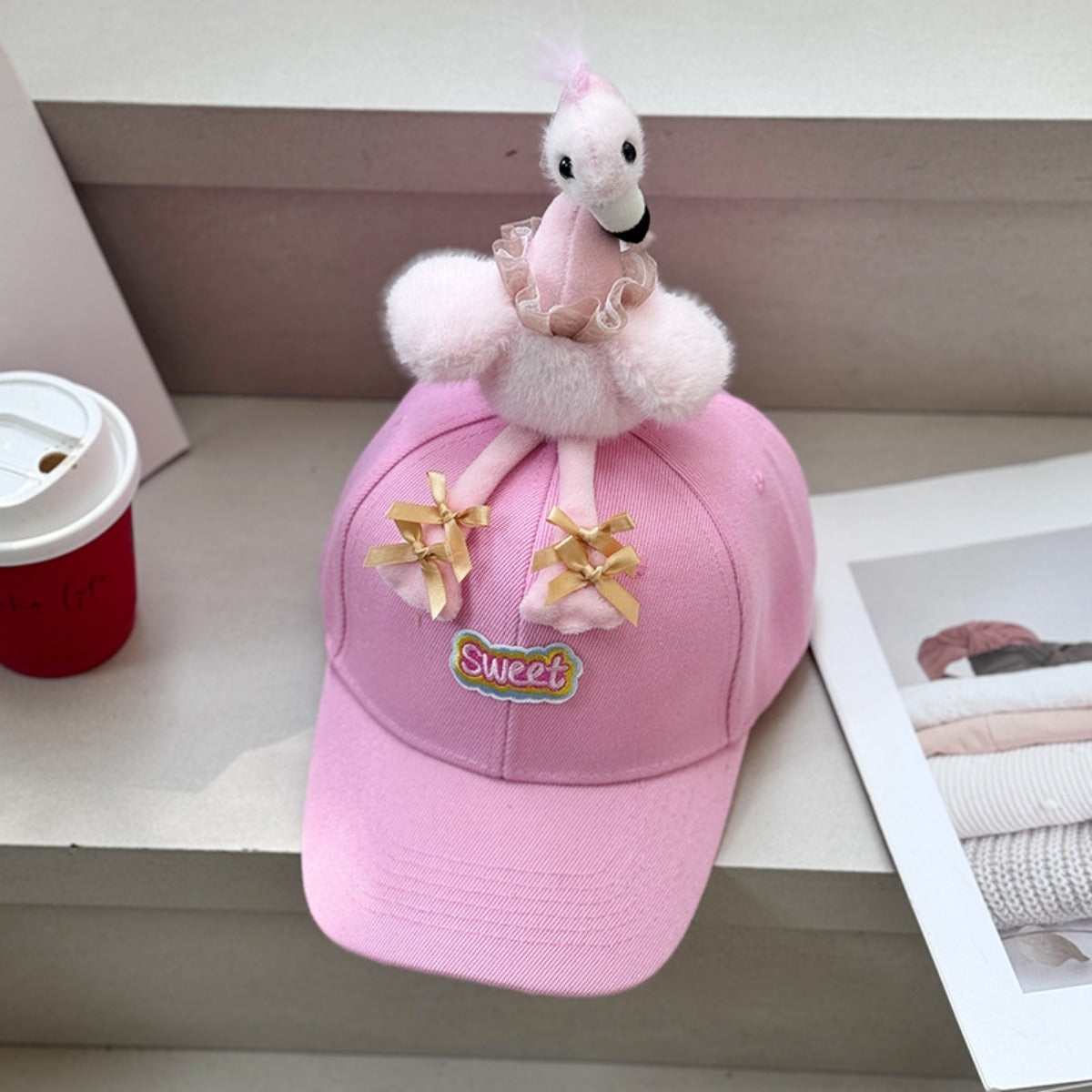 3D Doll Sun Protection Sunshade Cap Canvas Boys and Girls Hat Flamingo Parent-child Baseball Cap