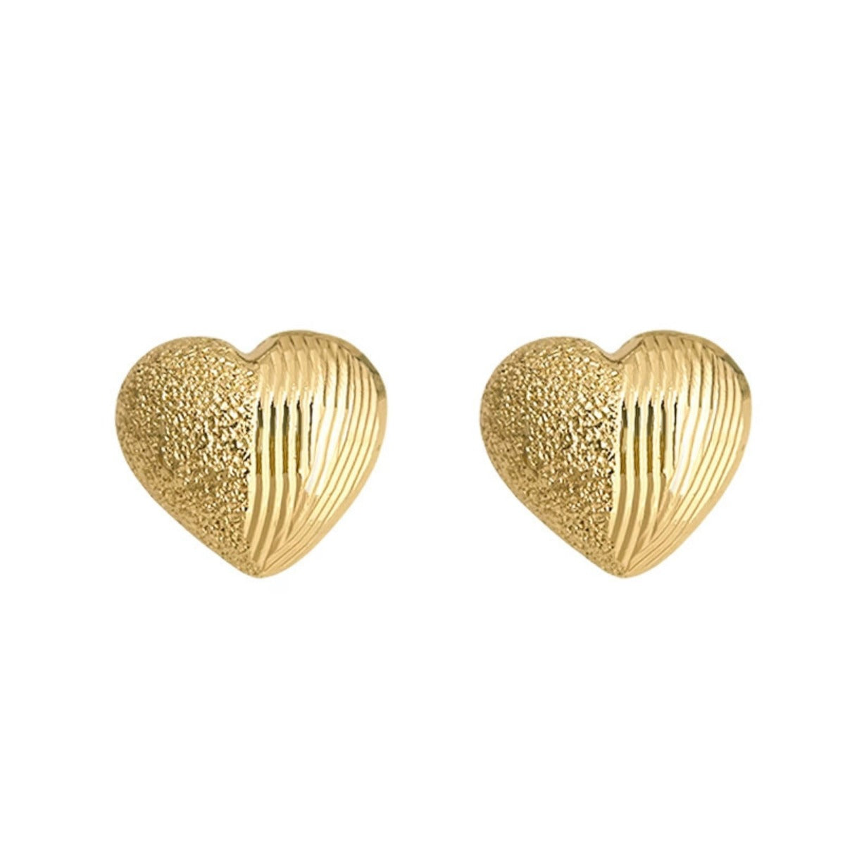 Fashionable and Unique Love Earrings, Hand-made Hammered Nails, Sand Pattern Double Love Earrings, High-end Luxury Earrings Jewelry