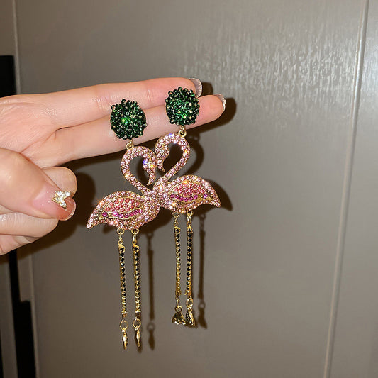 Unique Design Pink Flamingo Earrings New Style Women's Elegant Accessories Fashion Luxury Jewelry