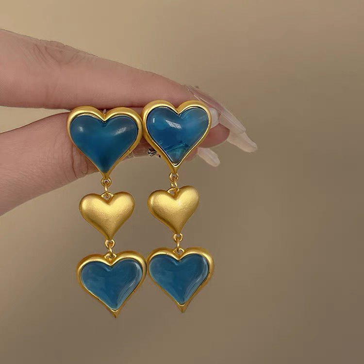 Blue Heart Earrings High-end Accessories Earrings Fashion Luxury Jewelry