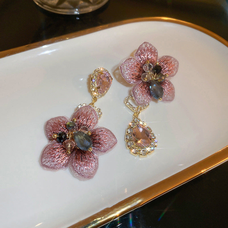 Classic Pink Flower Earrings Elegant Women's Jewelry Fashion Luxury Earrings